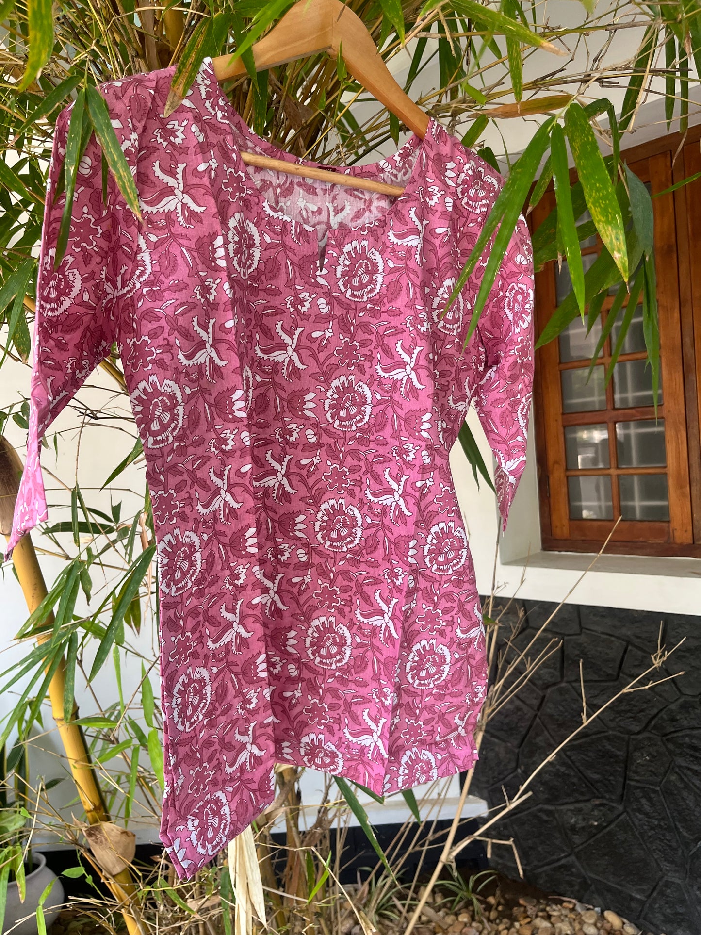 Blush Pink Cotton Short Kurti-DSS052