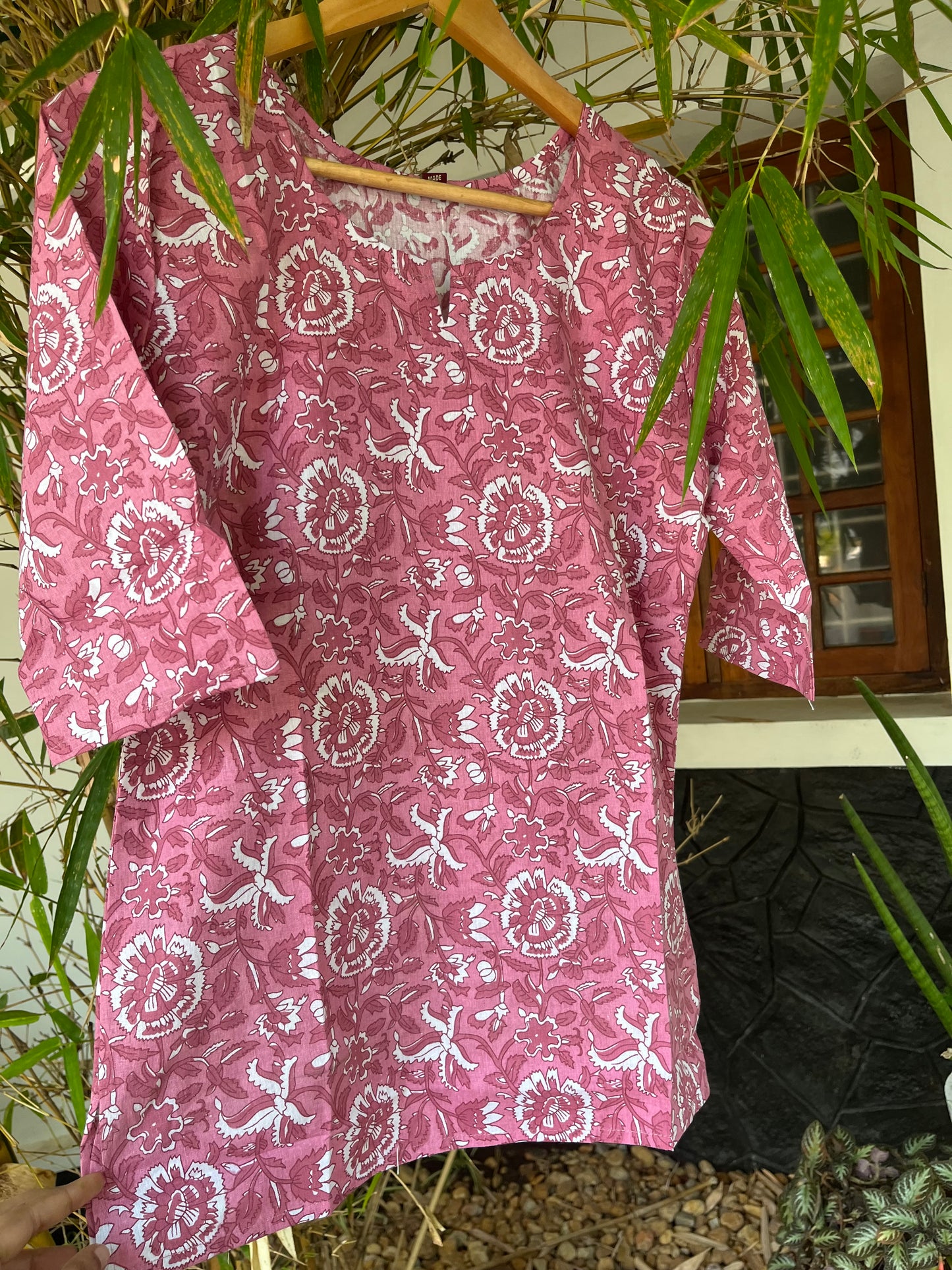 Blush Pink Cotton Short Kurti-DSS052