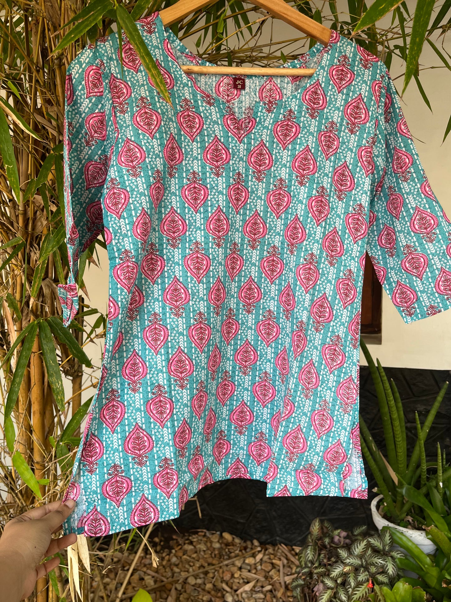 Blue Floral Short Kurti-DSS057