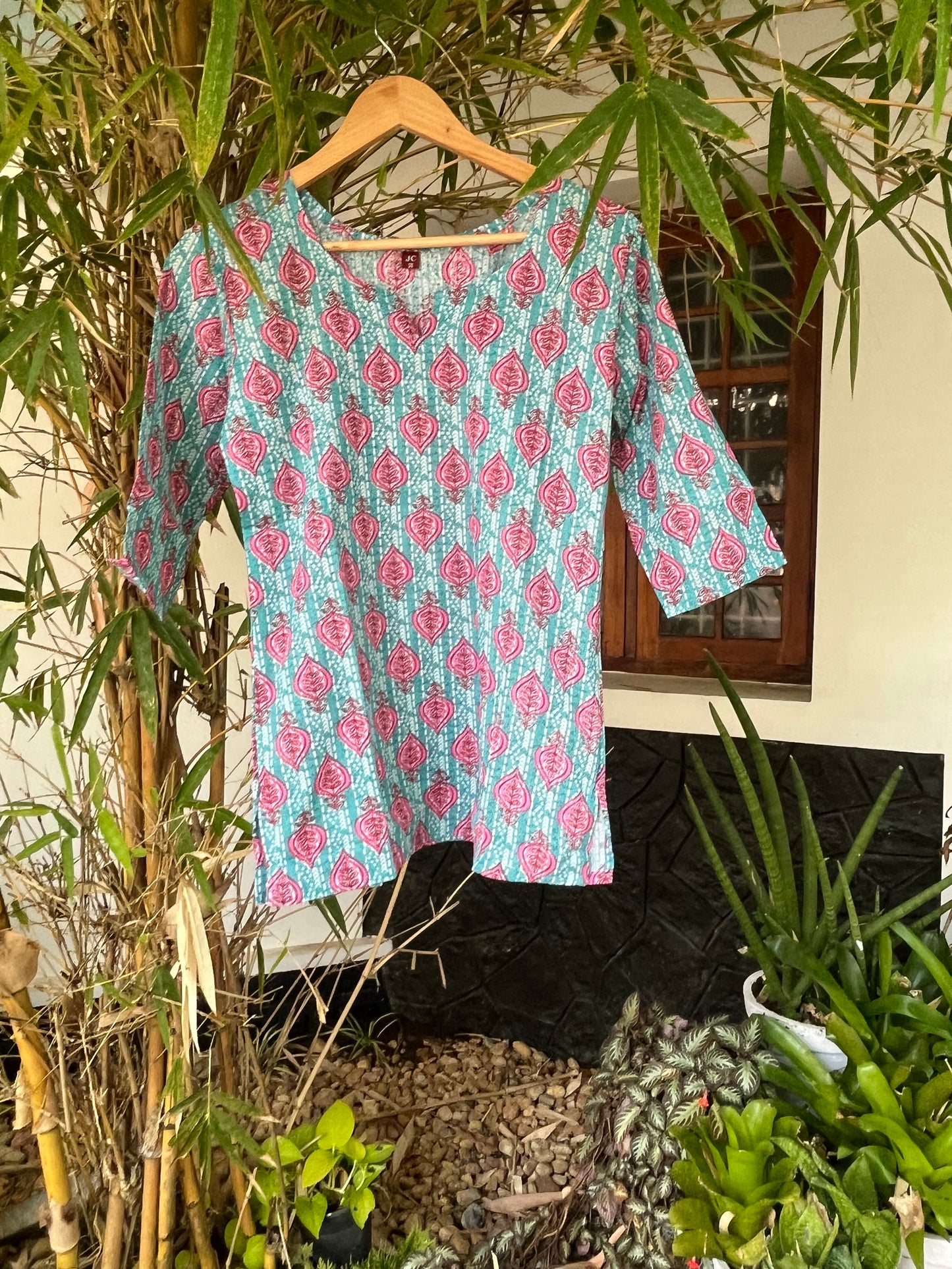 Blue Floral Short Kurti-DSS057
