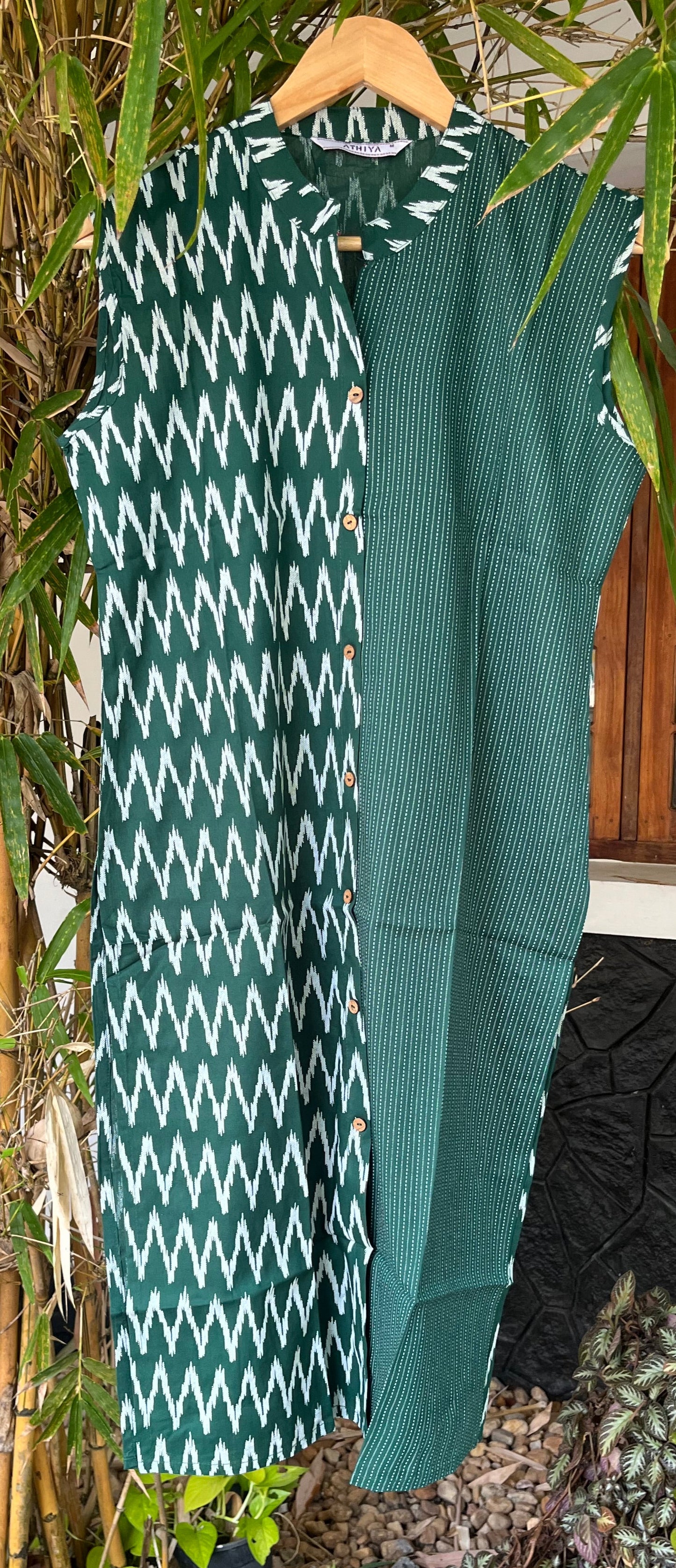 Green Sleeveless Cotton Kurta (DS002)