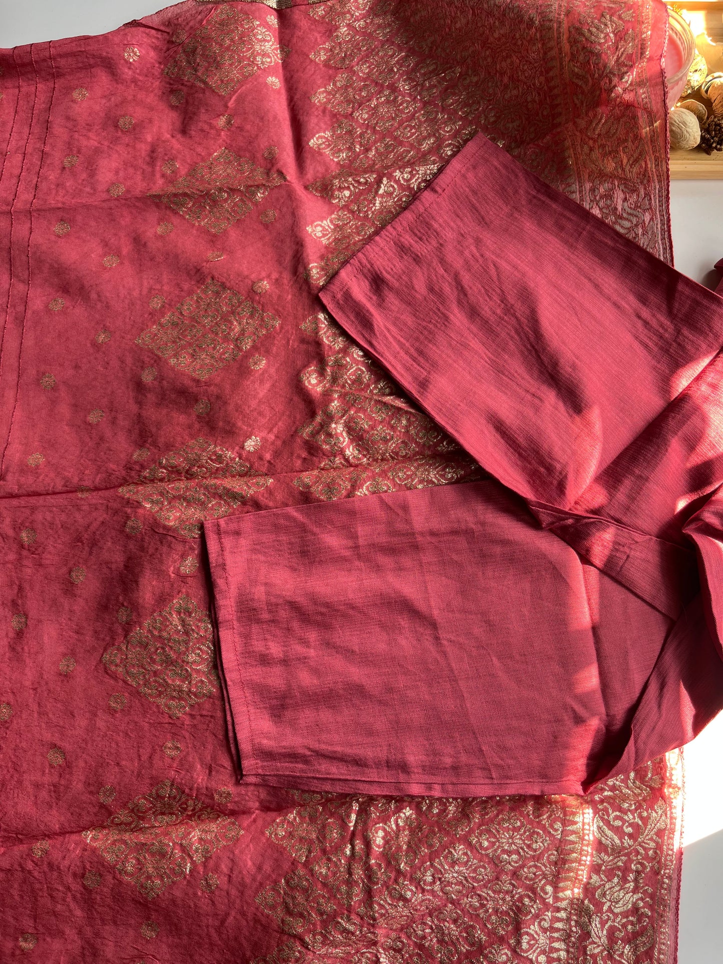 Gulnaar - Dusky Peach Vatican Silk Kurti Set