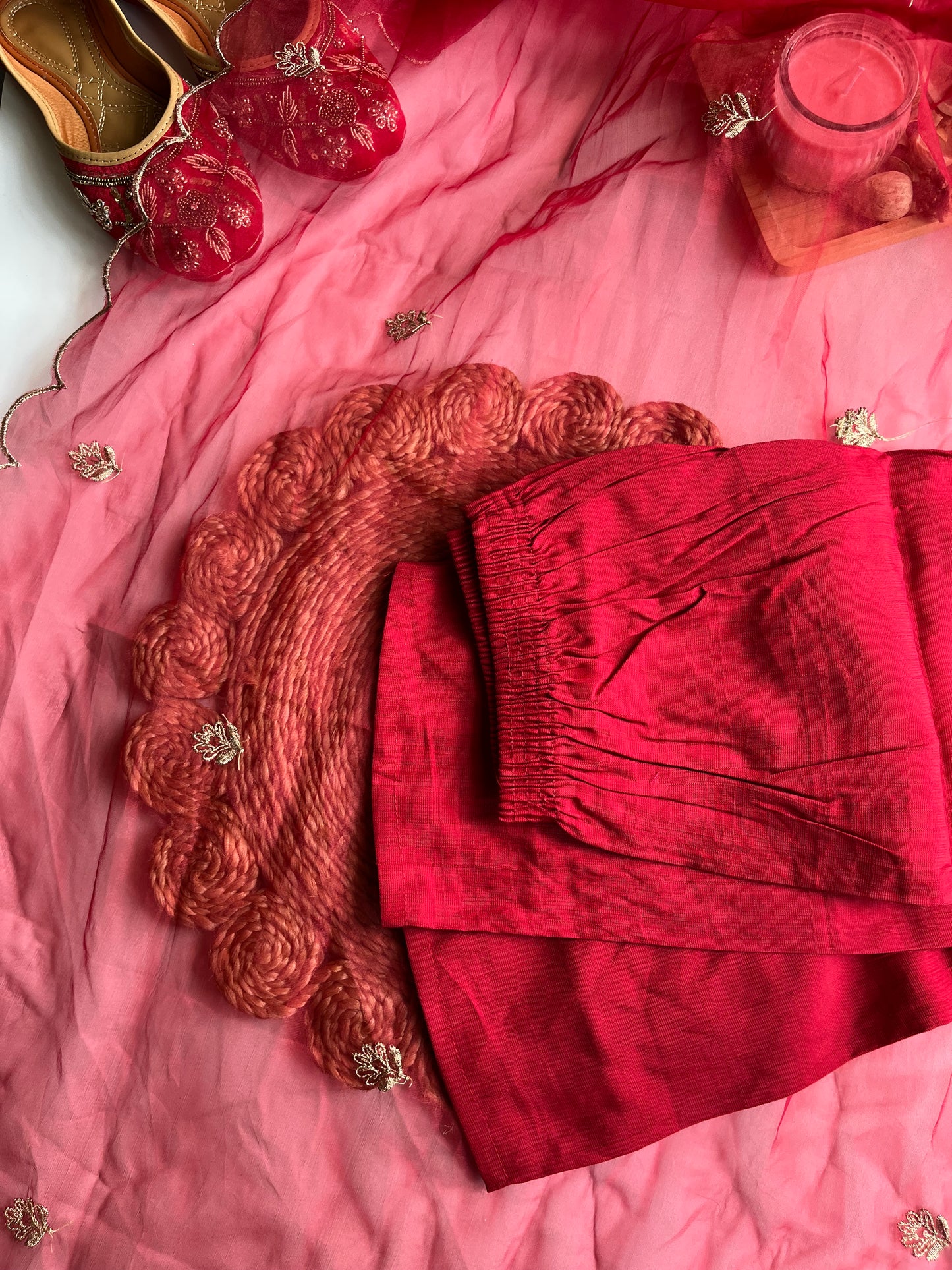 Sindoori - Royal Red Roman Silk Kurti Set