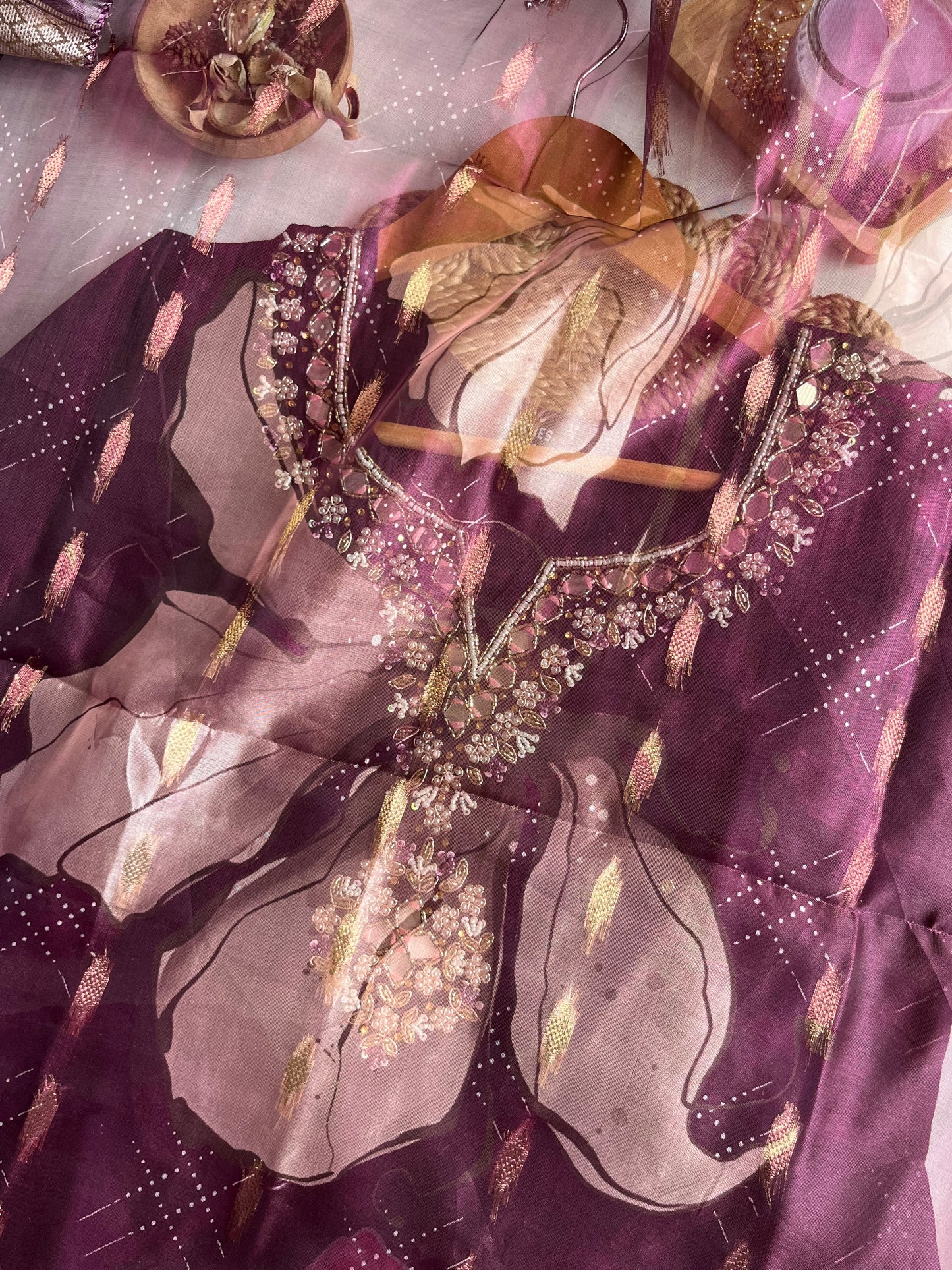 Tarangini - Rich Purple Roman Silk Kurti Set