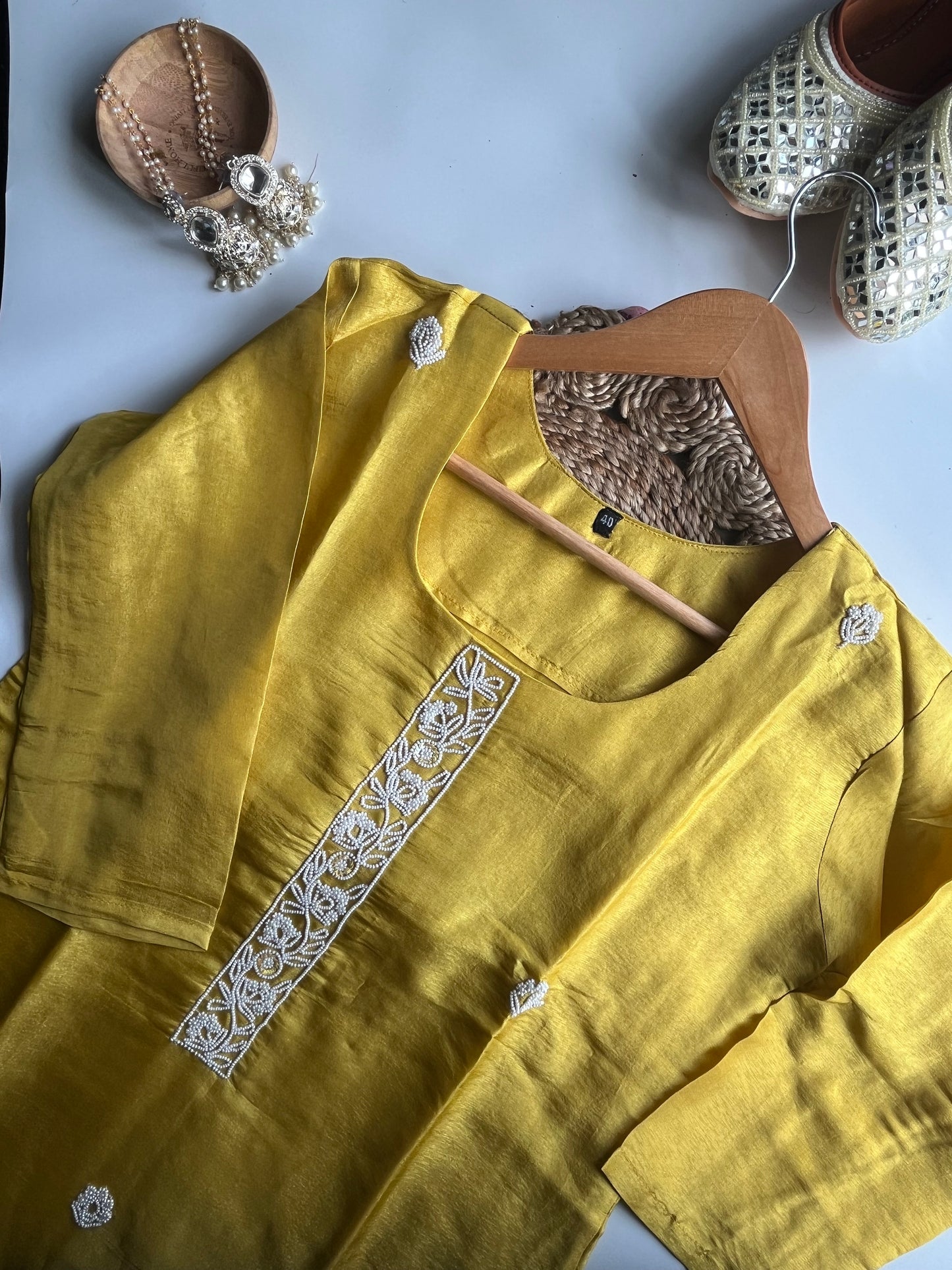 Suryani - Yellow Tissue Silk Kurti Set