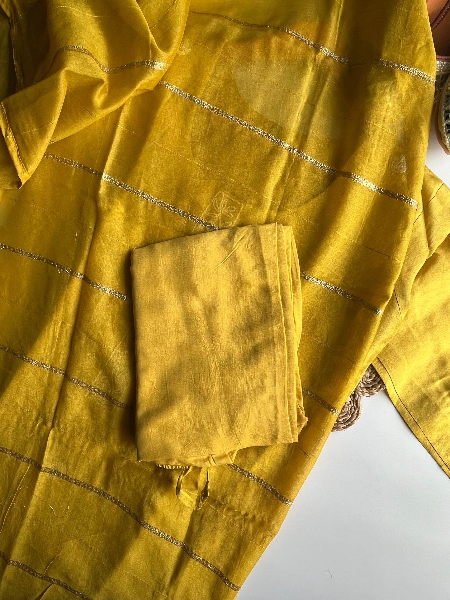 Suryani - Yellow Tissue Silk Kurti Set