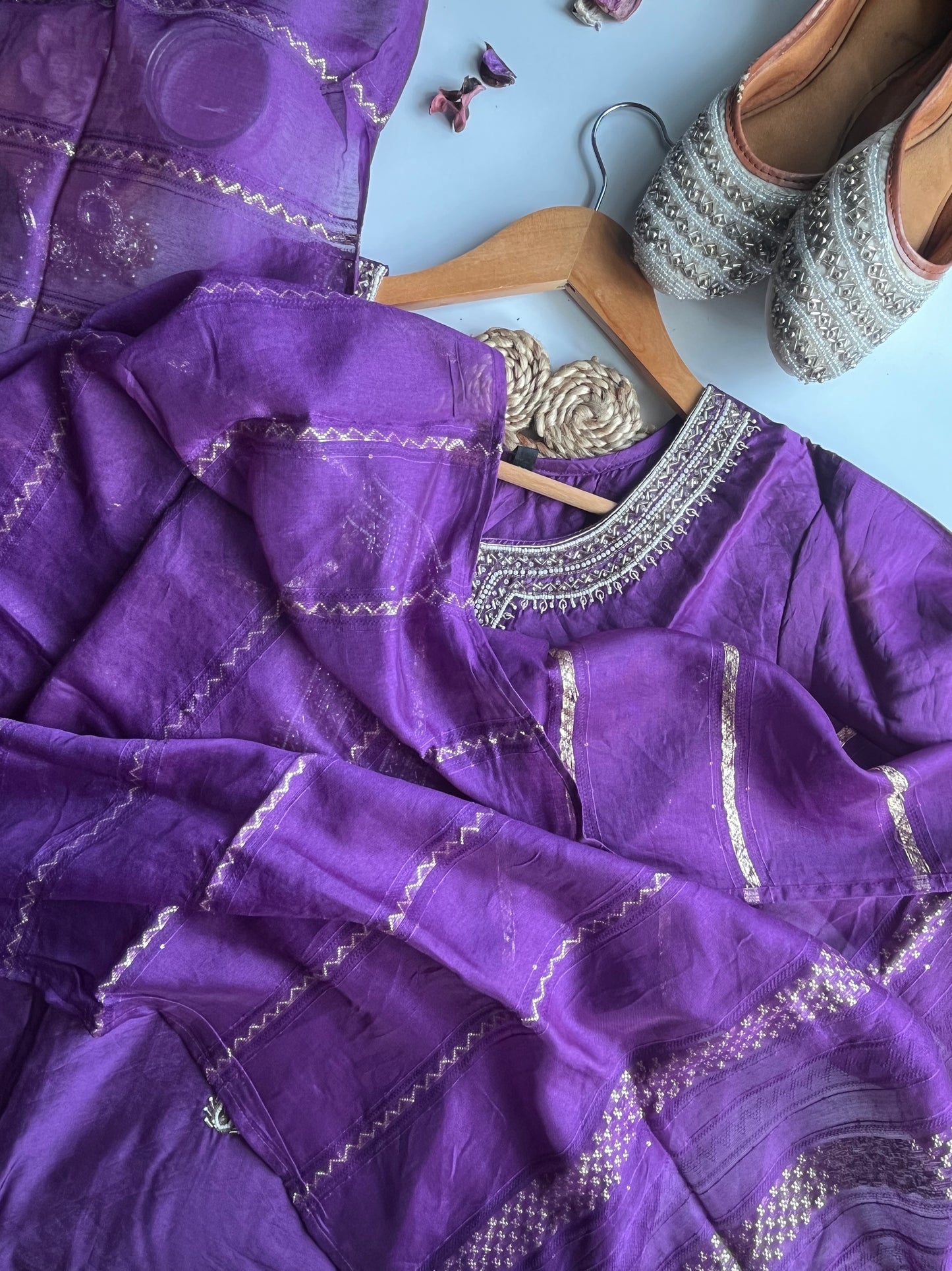 Aarohi - Deep Purple Dola Silk Kurti Set