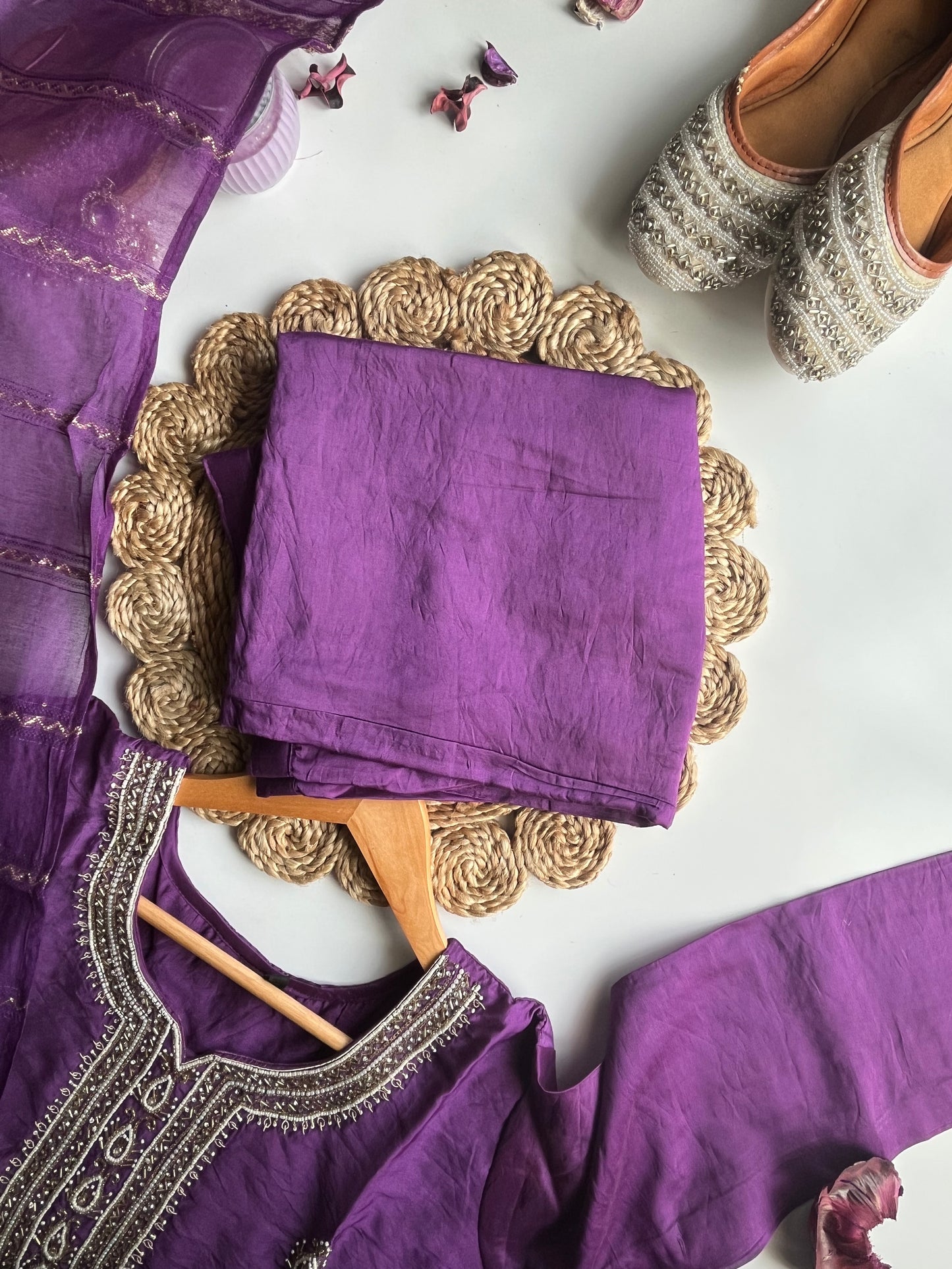 Aarohi - Deep Purple Dola Silk Kurti Set