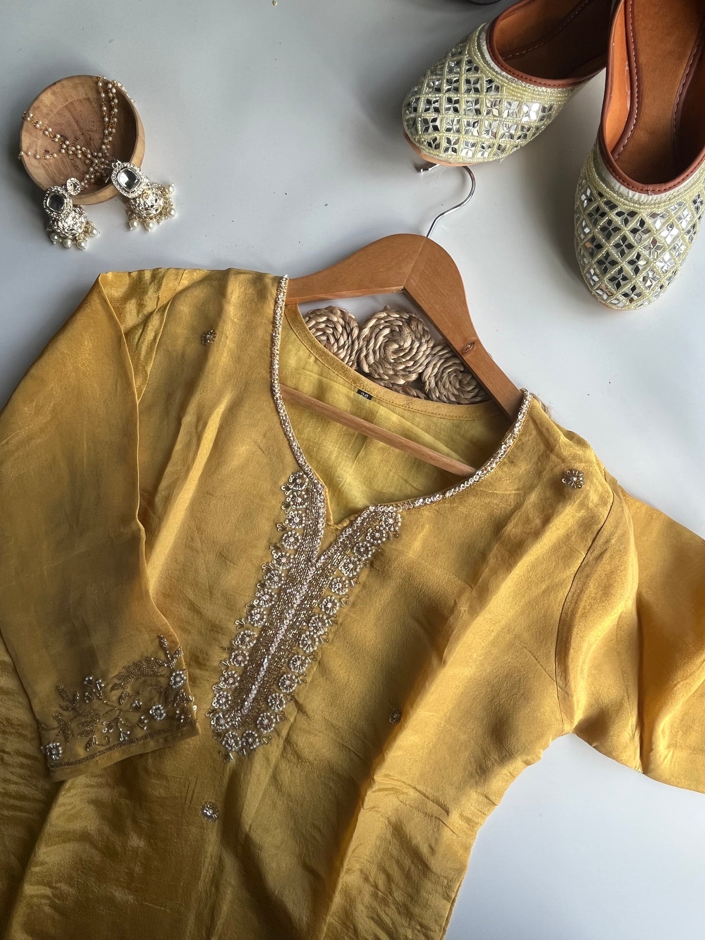 SWARA - YELLOW DOLA SILK KURTI SET