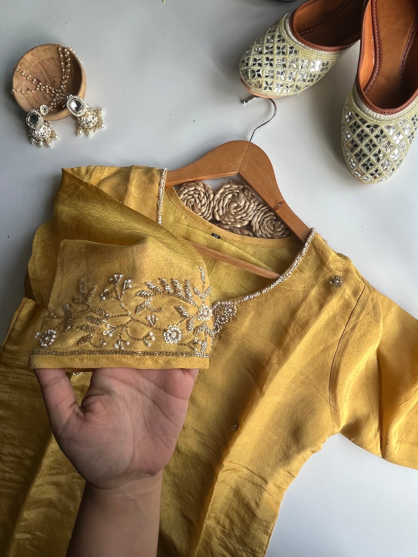 SWARA - YELLOW DOLA SILK KURTI SET