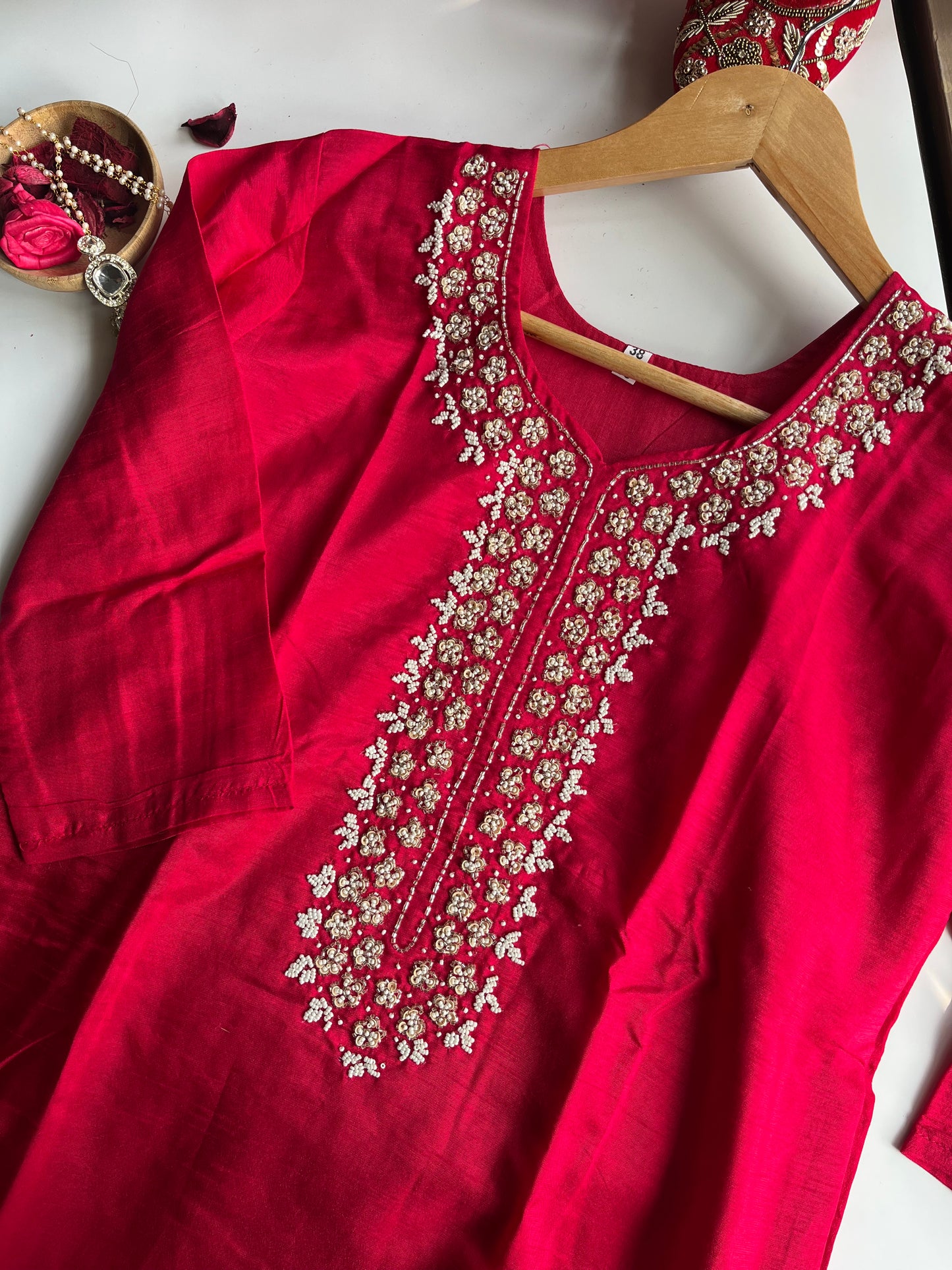 RANI PINK DOLA SILK KURTA- TZSOO2
