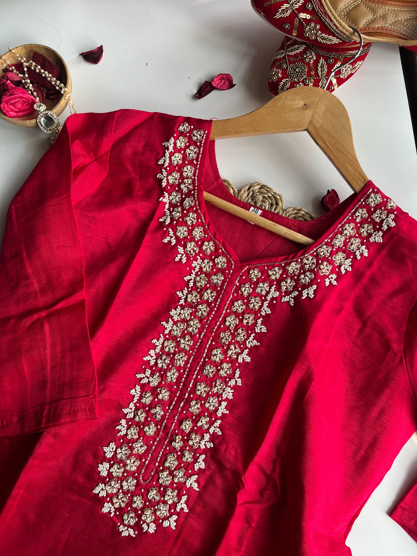 RANI PINK DOLA SILK KURTA- TZSOO2
