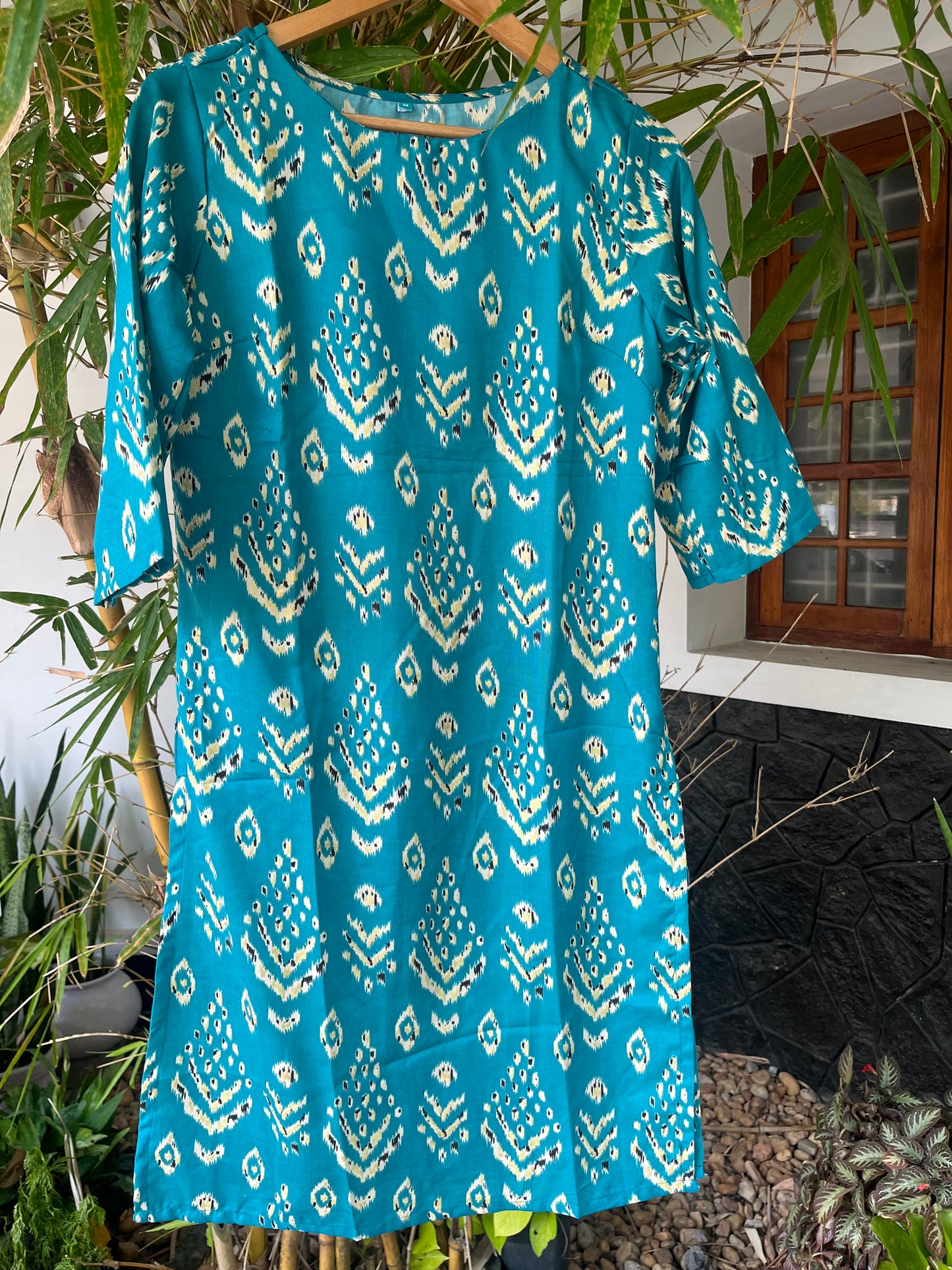Blue Printed Rayon Kurta - DS040