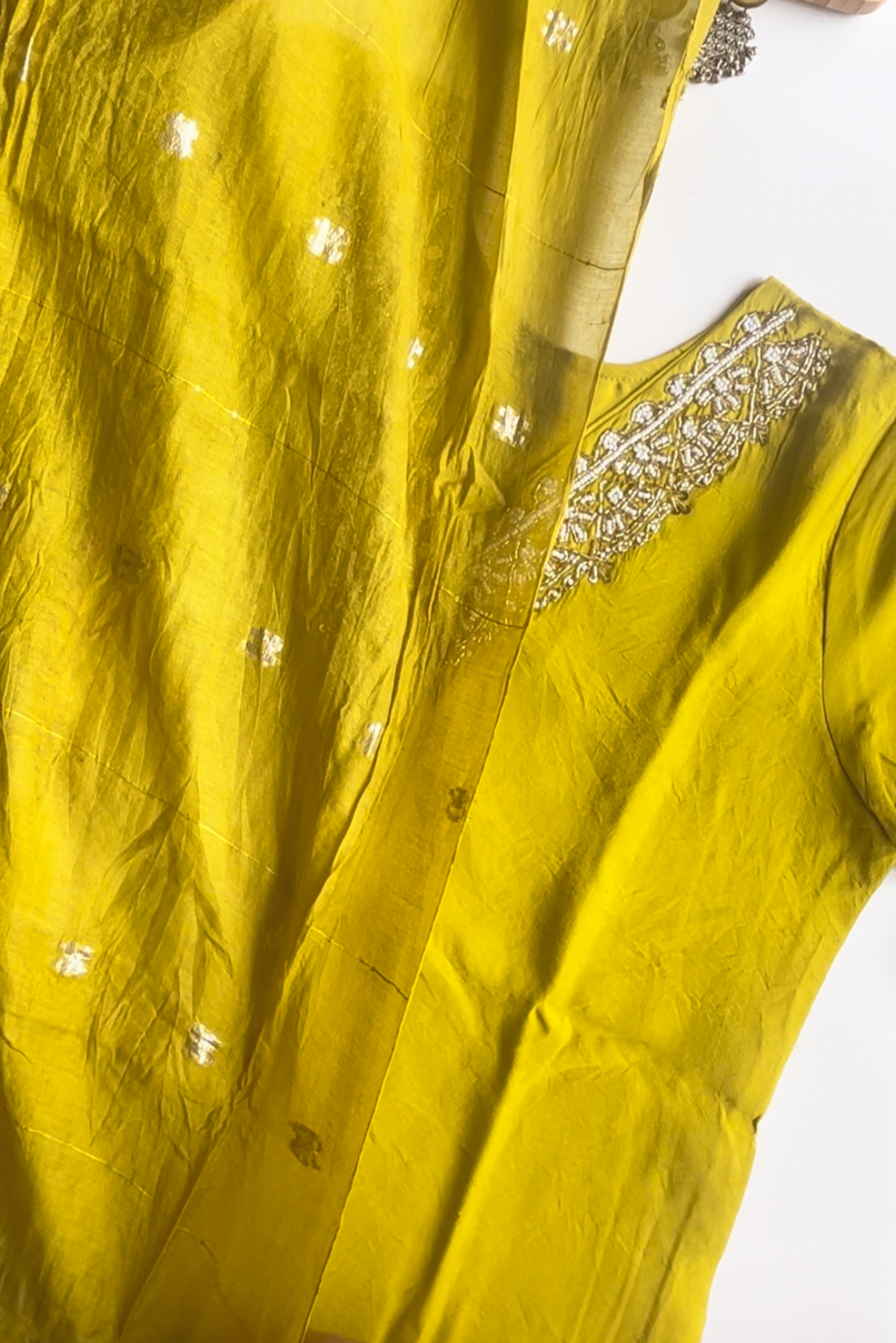 Taraana - Green Roman Silk Kurti Set