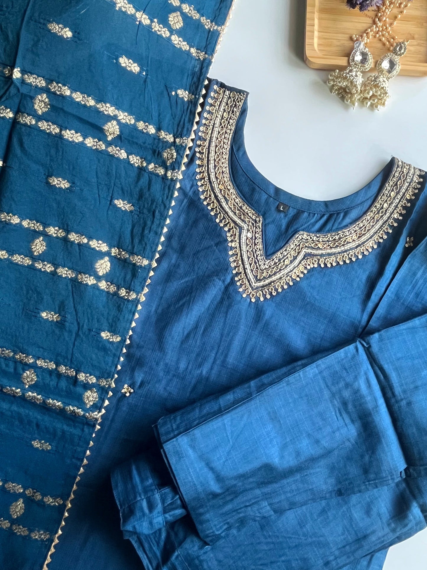 Indira - Indigo Blue Vatican Silk Kurti Set