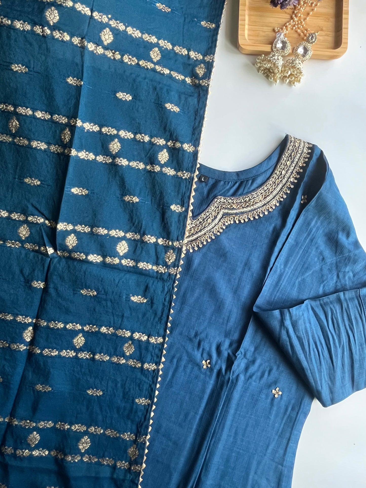 Indira - Indigo Blue Vatican Silk Kurti Set