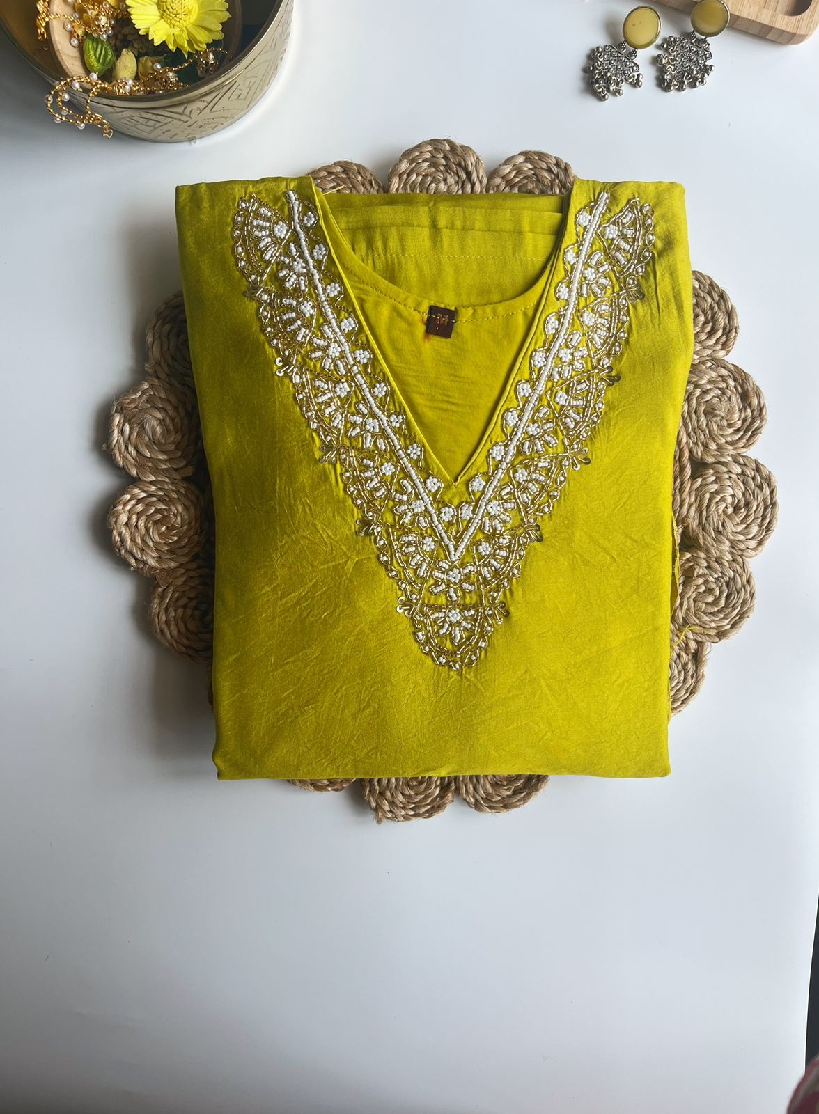 Taraana - Green Roman Silk Kurti Set