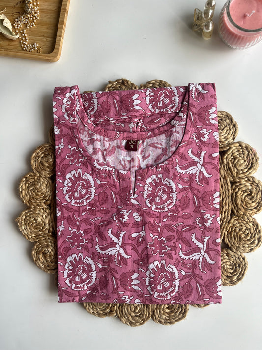 Blush Pink Cotton Short Kurti-DSS052