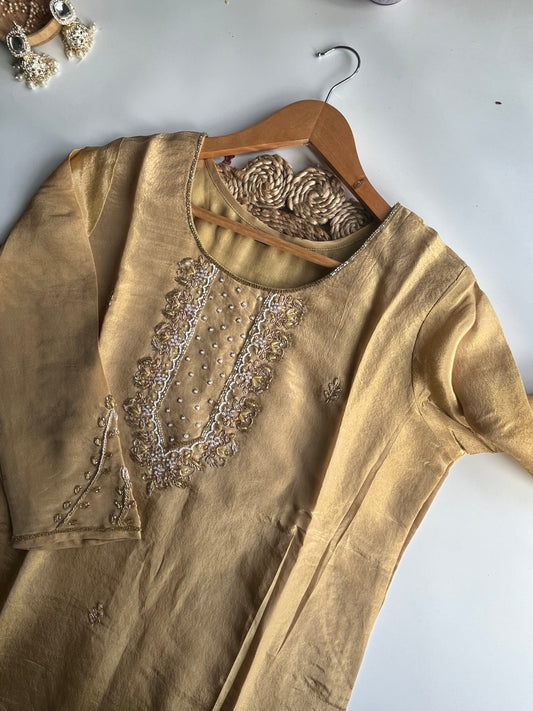 SWARNIKA – YELLOW DOLA SILK KURTI SET