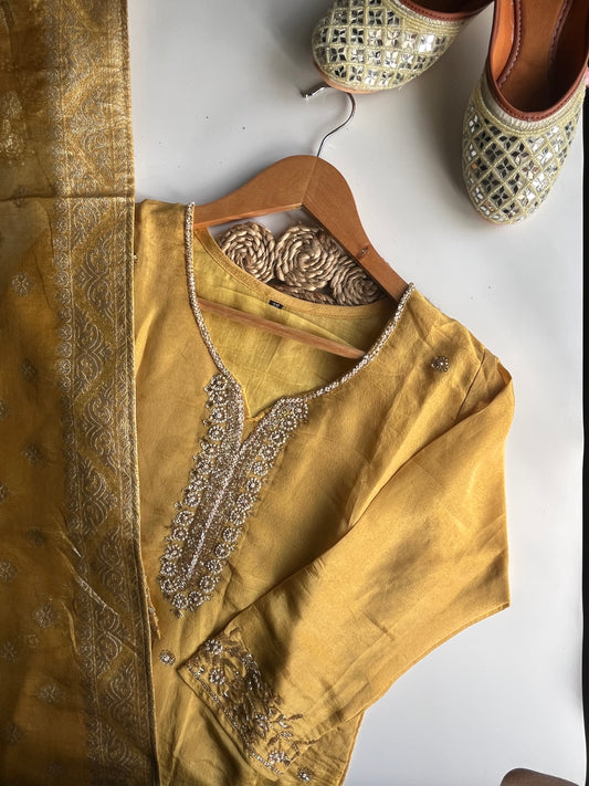 SWARA - YELLOW DOLA SILK KURTI SET