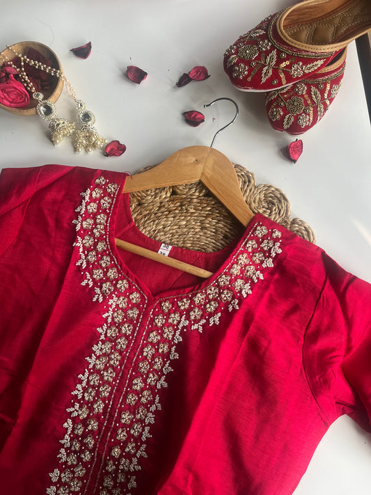 RANI PINK DOLA SILK KURTA- TZSOO2