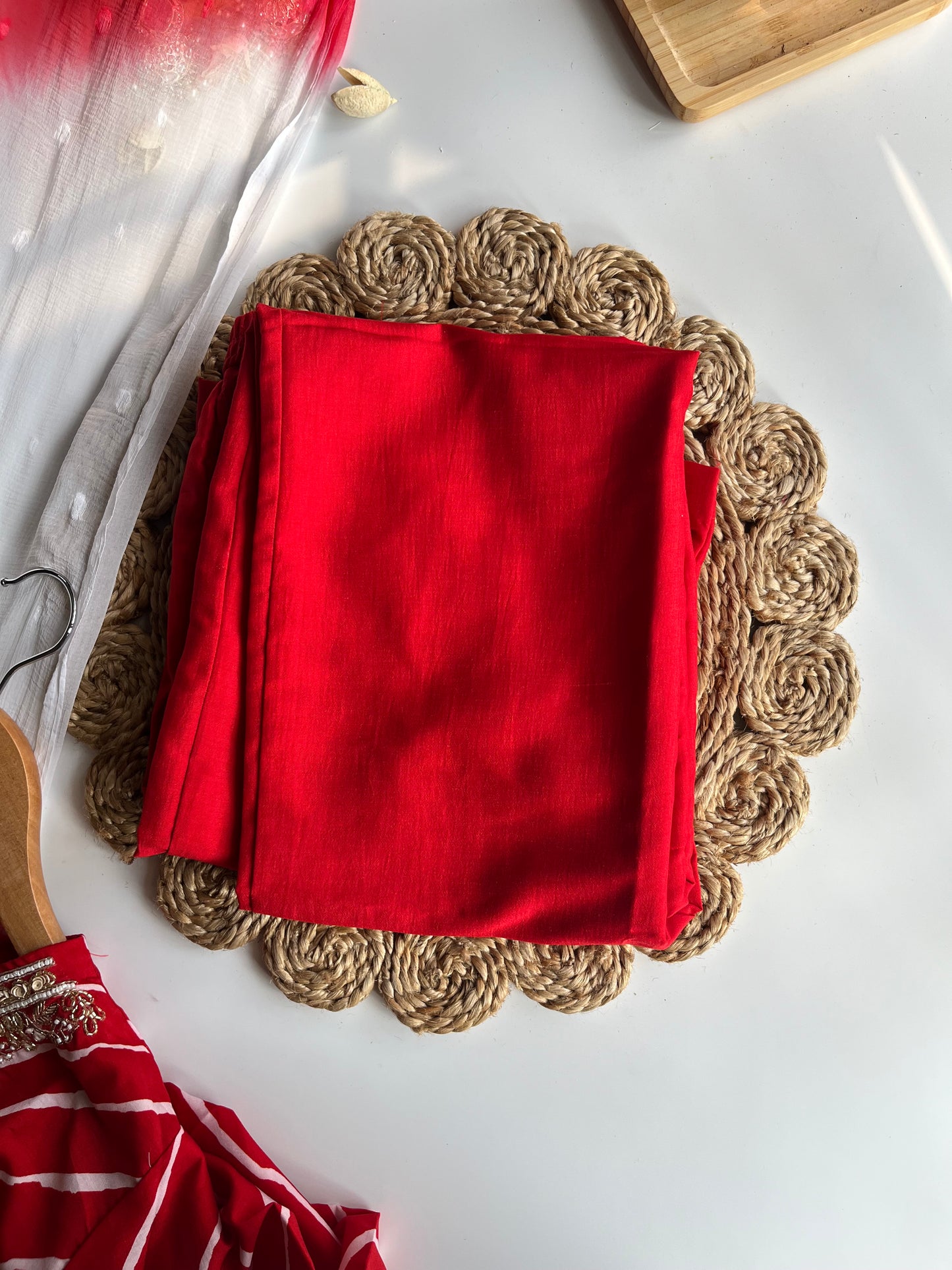 Ragini - Radiant Red Handwork Kurti Set