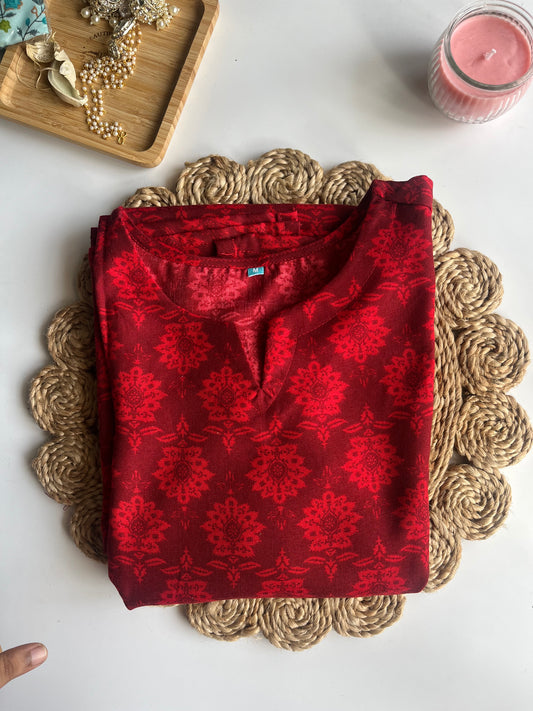 Red Rayon Kurta - DS046