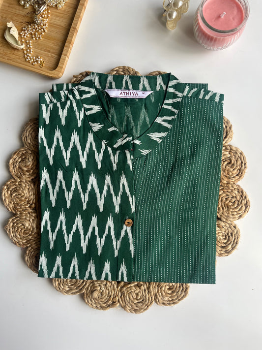 Green Sleeveless Cotton Kurta (DS002)