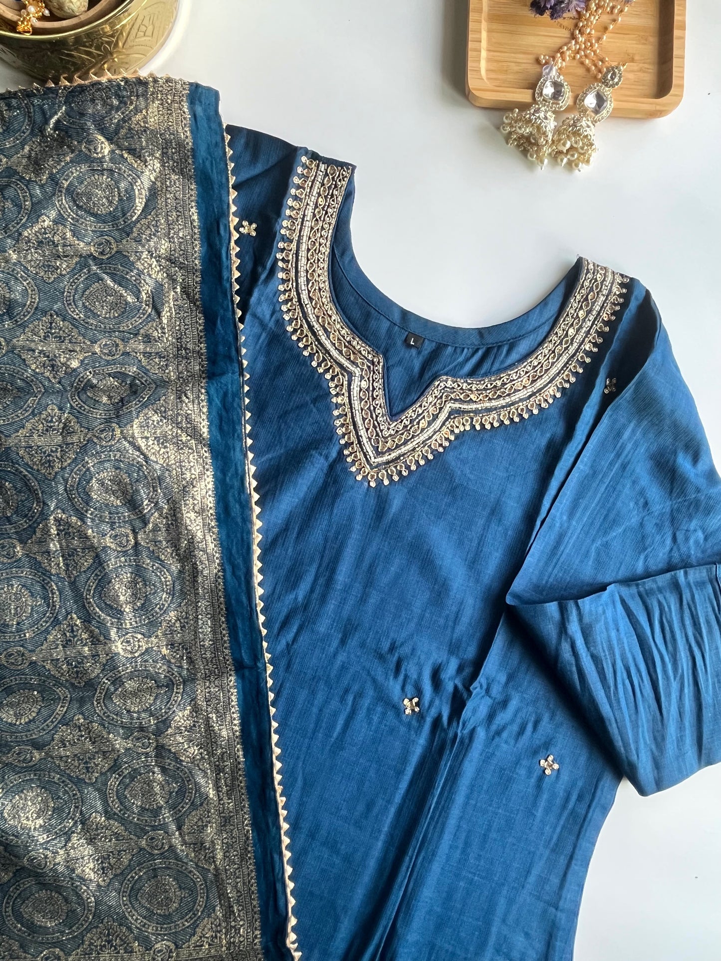 Indira - Indigo Blue Vatican Silk Kurti Set