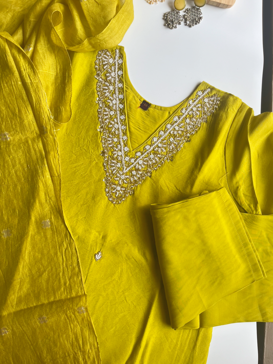 Taraana - Green Roman Silk Kurti Set